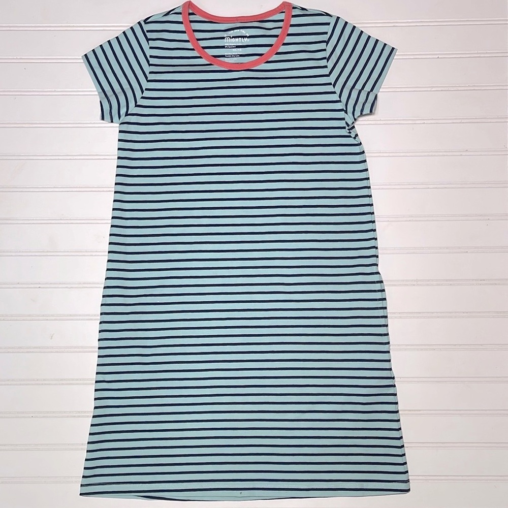 MIGHTLY EUC Organic Cotton Striped Colorblock Stretchy Shirt Dress